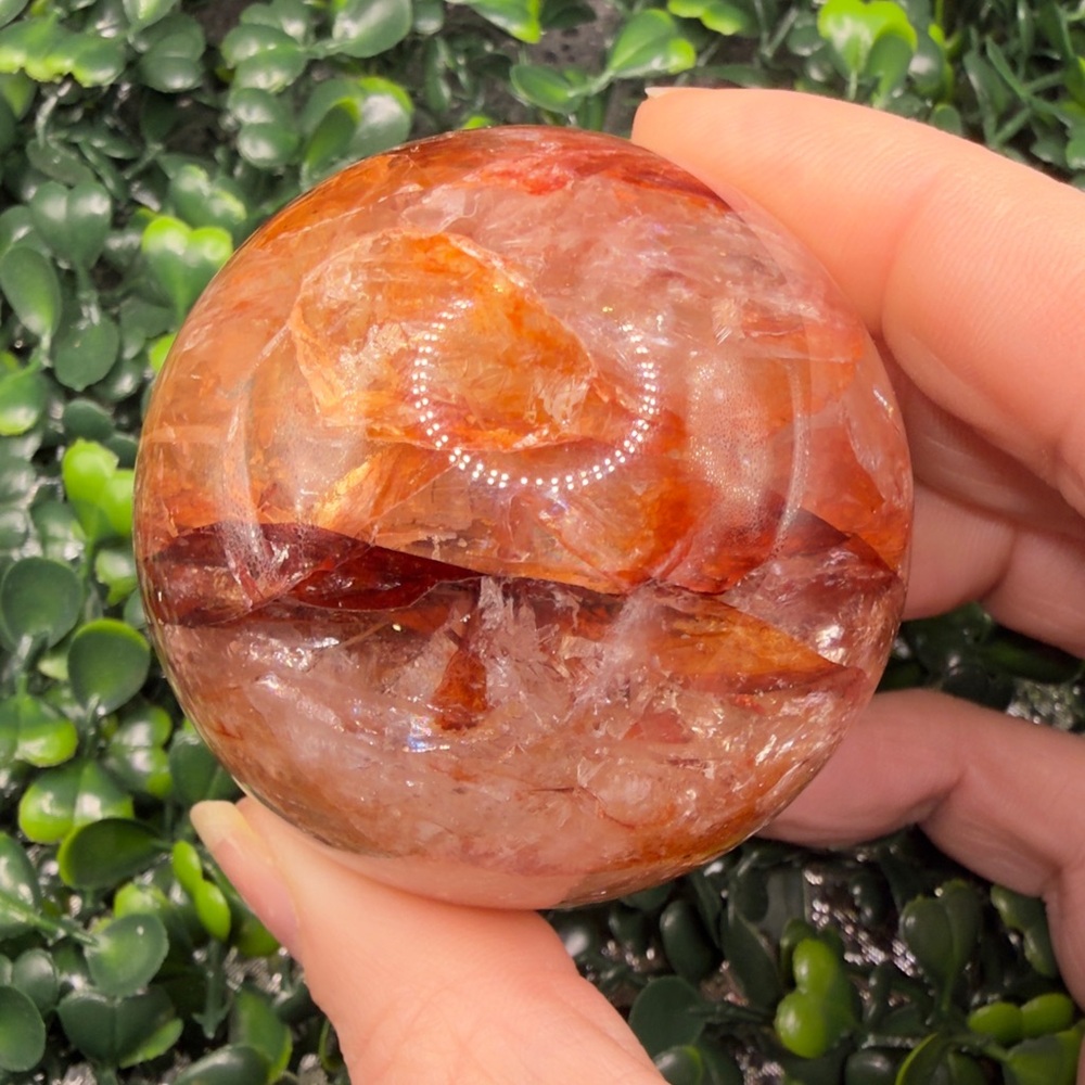 Fire Quartz Sphere with Rainbows 55mm